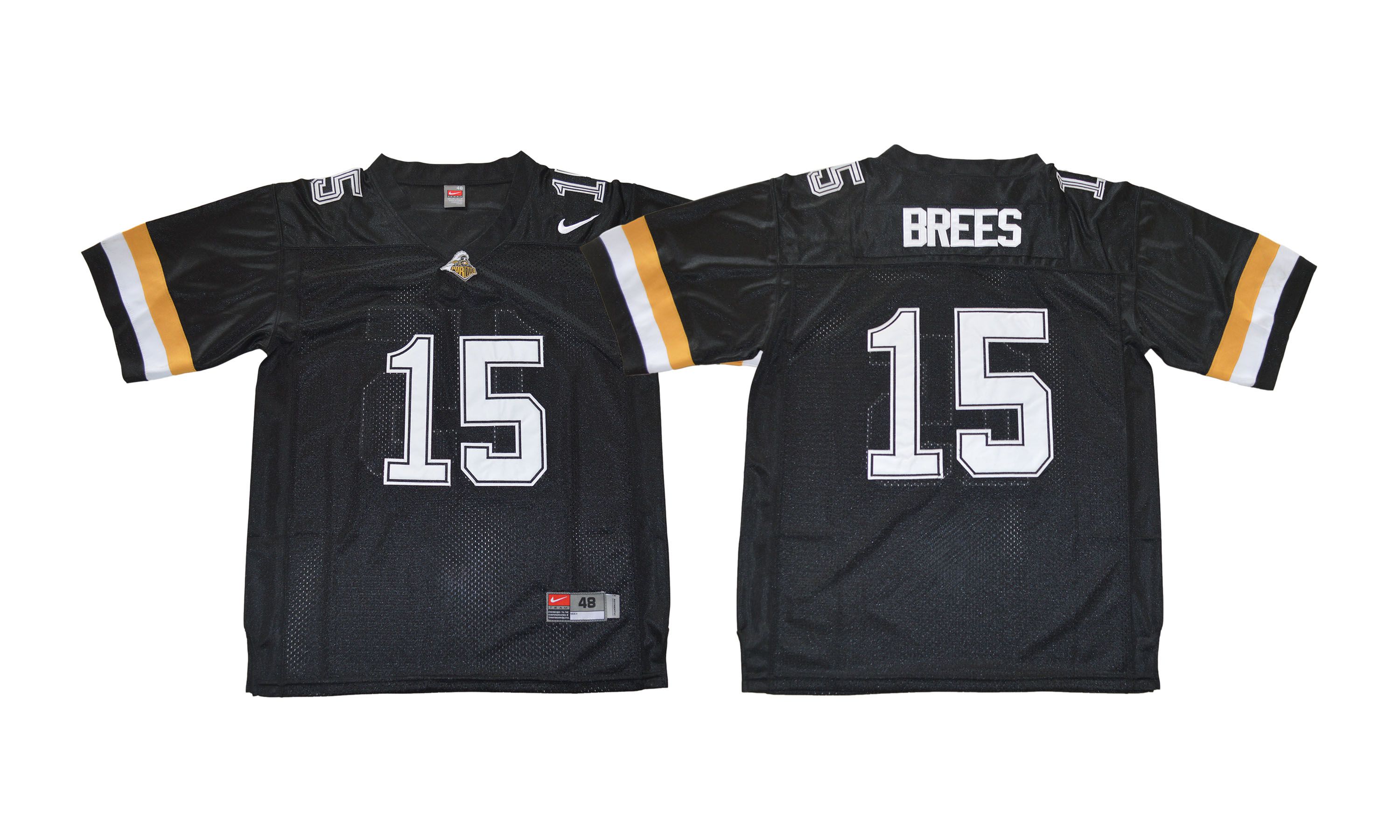 Men NCAA 2017 Purdue Boilermakers #15 Drew Brees black Jersey->more ncaa teams->NCAA Jersey